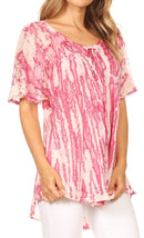 Sakkas Zoya Marbled Embroidery Cap Sleeves Blouse / Top