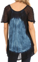 Sakkas Petra Women's Casual Loose Flared Corset Short Sleeve Lace Blouse Top Tunic