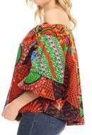 Sakkas Abree Off-shoulder Short Sleeve Blouse Top Ankara Wax Dutch African Print