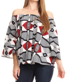 Sakkas Abree Off-shoulder Short Sleeve Blouse Top Ankara Wax Dutch African Print