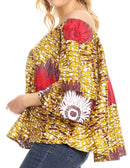 Sakkas Abree Off-shoulder Short Sleeve Blouse Top Ankara Wax Dutch African Print