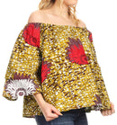 Sakkas Abree Off-shoulder Short Sleeve Blouse Top Ankara Wax Dutch African Print