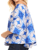 Sakkas Abree Off-shoulder Short Sleeve Blouse Top Ankara Wax Dutch African Print
