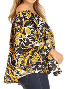 Sakkas Abree Off-shoulder Short Sleeve Blouse Top Ankara Wax Dutch African Print