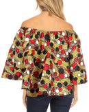 Sakkas Abree Off-shoulder Short Sleeve Blouse Top Ankara Wax Dutch African Print