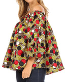 Sakkas Abree Off-shoulder Short Sleeve Blouse Top Ankara Wax Dutch African Print