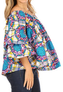 Sakkas Abree Off-shoulder Short Sleeve Blouse Top Ankara Wax Dutch African Print