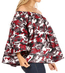 Sakkas Abree Off-shoulder Short Sleeve Blouse Top Ankara Wax Dutch African Print