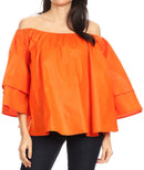 Sakkas Abree Off-shoulder Short Sleeve Blouse Top Ankara Wax Dutch African Print