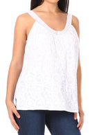 Sakkas Soffe Women's Casual Summer Sleeveless Floral Cotton Tank Top Blouse Light