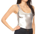 Sakkas Woemn's Gymnastics Dance Party Metallic Bodysuit Leotard Top Made in USA