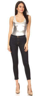 Sakkas Woemn's Gymnastics Dance Party Metallic Bodysuit Leotard Top Made in USA