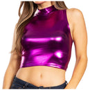Sakkas Mariana Women's Party Liquid Shiny Metallic Stretch Sleeveless Tank Top