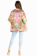 Sakkas Marina Women's Casual Short Sleeve Blouse Top Tunic Loose Floral Round Neck