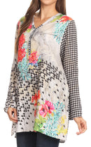 Sakkas Ince Womens Long Sleeve Everyday Top Tunic Colorful and Lightweight
