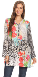 Sakkas Ince Womens Long Sleeve Everyday Top Tunic Colorful and Lightweight