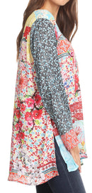 Sakkas Ince Womens Long Sleeve Everyday Top Tunic Colorful and Lightweight