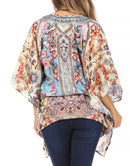 Sakkas Danis Women's Oversized Casual Pullover V-neck Short Sleeve Boho Top Blouse