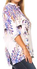 Sakkas Issa Women's Long Sleeve Floral Print Casual Button Down Shirt Blouse Top