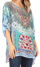 Sakkas Ella Women's Casual Short Sleeve Boxy Trendy Print Boho Blouse Top Tunic