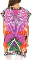 Sakkas Lesedi Top Blouse With Cap Sleeves Colorful Print and Rhinestones