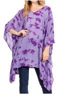 Sakkas Adalwin Desert Sun Lightweight Circle Ponch Tunic Top Blouse W / Embroidery#color_36-Purple