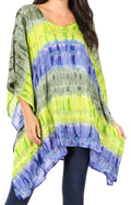 Sakkas Adalwin Desert Sun Lightweight Circle Ponch Tunic Top Blouse W / Embroidery#color_Charcoal/Green