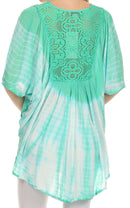 Sakkas Ragini Tie Dye Lace Accent Delicate Embroidered Poncho Top / Cover Up