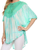 Sakkas Ragini Tie Dye Lace Accent Delicate Embroidered Poncho Top / Cover Up