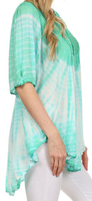 Sakkas Ragini Tie Dye Lace Accent Delicate Embroidered Poncho Top / Cover Up