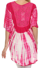 Sakkas Ragini Tie Dye Lace Accent Delicate Embroidered Poncho Top / Cover Up