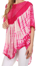 Sakkas Ragini Tie Dye Lace Accent Delicate Embroidered Poncho Top / Cover Up