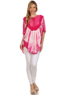 Sakkas Ragini Tie Dye Lace Accent Delicate Embroidered Poncho Top / Cover Up