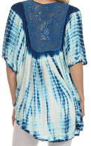 Sakkas Ragini Tie Dye Lace Accent Delicate Embroidered Poncho Top / Cover Up