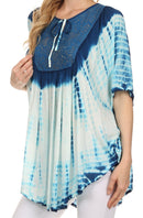 Sakkas Ragini Tie Dye Lace Accent Delicate Embroidered Poncho Top / Cover Up
