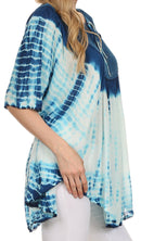 Sakkas Ragini Tie Dye Lace Accent Delicate Embroidered Poncho Top / Cover Up