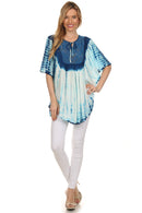 Sakkas Ragini Tie Dye Lace Accent Delicate Embroidered Poncho Top / Cover Up