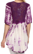 Sakkas Ragini Tie Dye Lace Accent Delicate Embroidered Poncho Top / Cover Up