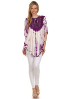 Sakkas Ragini Tie Dye Lace Accent Delicate Embroidered Poncho Top / Cover Up