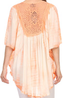 Sakkas Ragini Tie Dye Lace Accent Delicate Embroidered Poncho Top / Cover Up