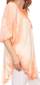 Sakkas Ragini Tie Dye Lace Accent Delicate Embroidered Poncho Top / Cover Up