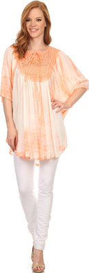 Sakkas Ragini Tie Dye Lace Accent Delicate Embroidered Poncho Top / Cover Up