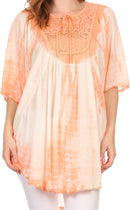 Sakkas Ragini Tie Dye Lace Accent Delicate Embroidered Poncho Top / Cover Up