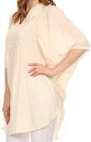 Sakkas Martina Delicate Embroidered Tie Dye Poncho Top / Cover Up