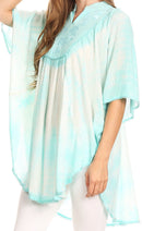 Sakkas Martina Delicate Embroidered Tie Dye Poncho Top / Cover Up