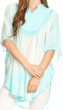 Sakkas Martina Delicate Embroidered Tie Dye Poncho Top / Cover Up