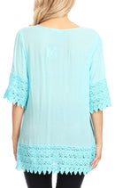 Sakkas Marija Womens Essential Everyday Lace Top Blouse Light Soft Summer Travel