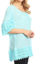 Sakkas Marija Womens Essential Everyday Lace Top Blouse Light Soft Summer Travel