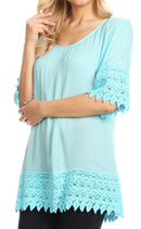 Sakkas Marija Womens Essential Everyday Lace Top Blouse Light Soft Summer Travel