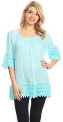 Sakkas Marija Womens Essential Everyday Lace Top Blouse Light Soft Summer Travel
